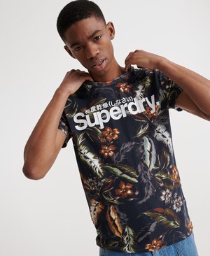 Superdry Super All Over Print Férfi Pólók Sötétkék | YUEQZ4986